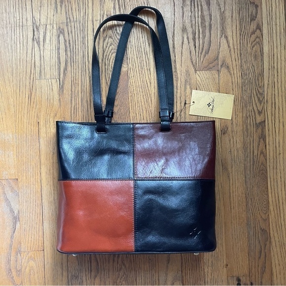 Patricia Nash Handbags - Patricia Nash Danville Tote Vintage Color Block P1014493 Black British tan NWT